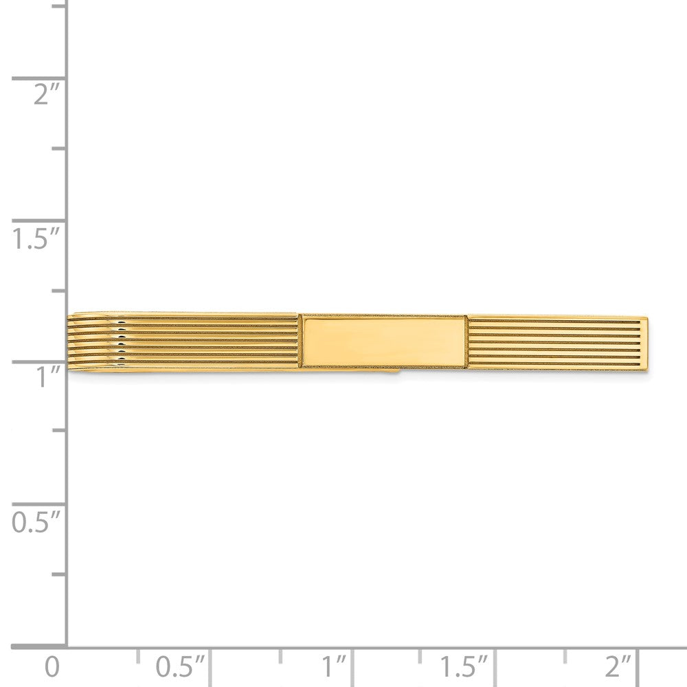 14k Men's Grooved Engravable Tie Bar