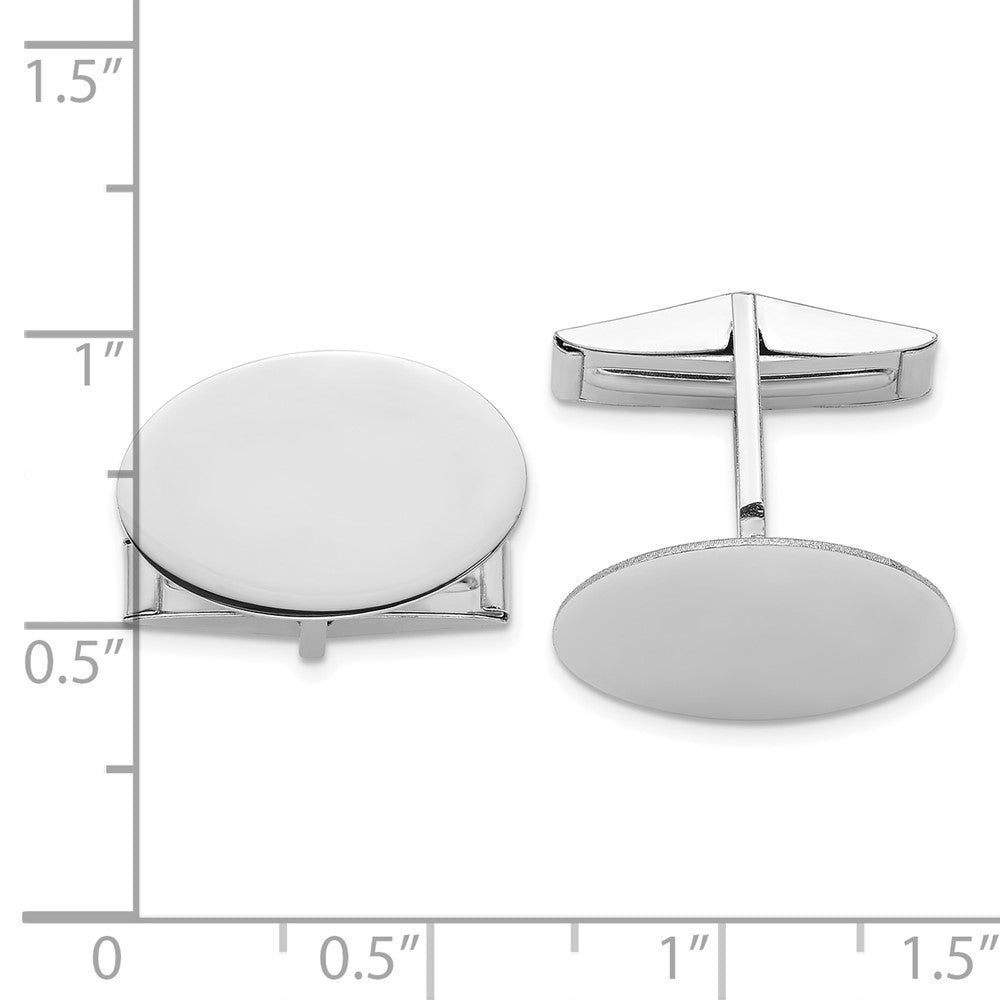 14K White Gold Men's Oval Cuff Links