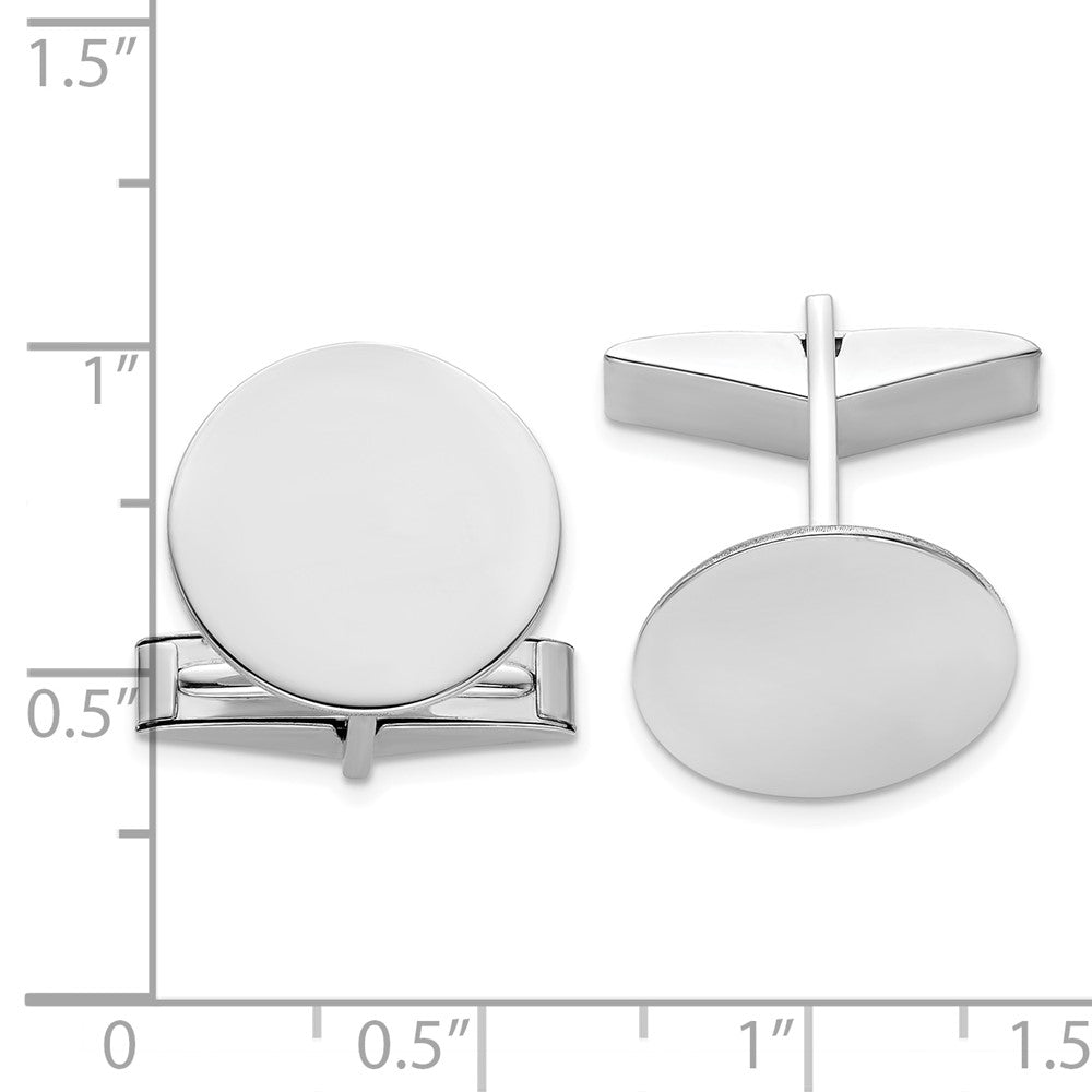 14K White Gold Men's Circular Cuff Links