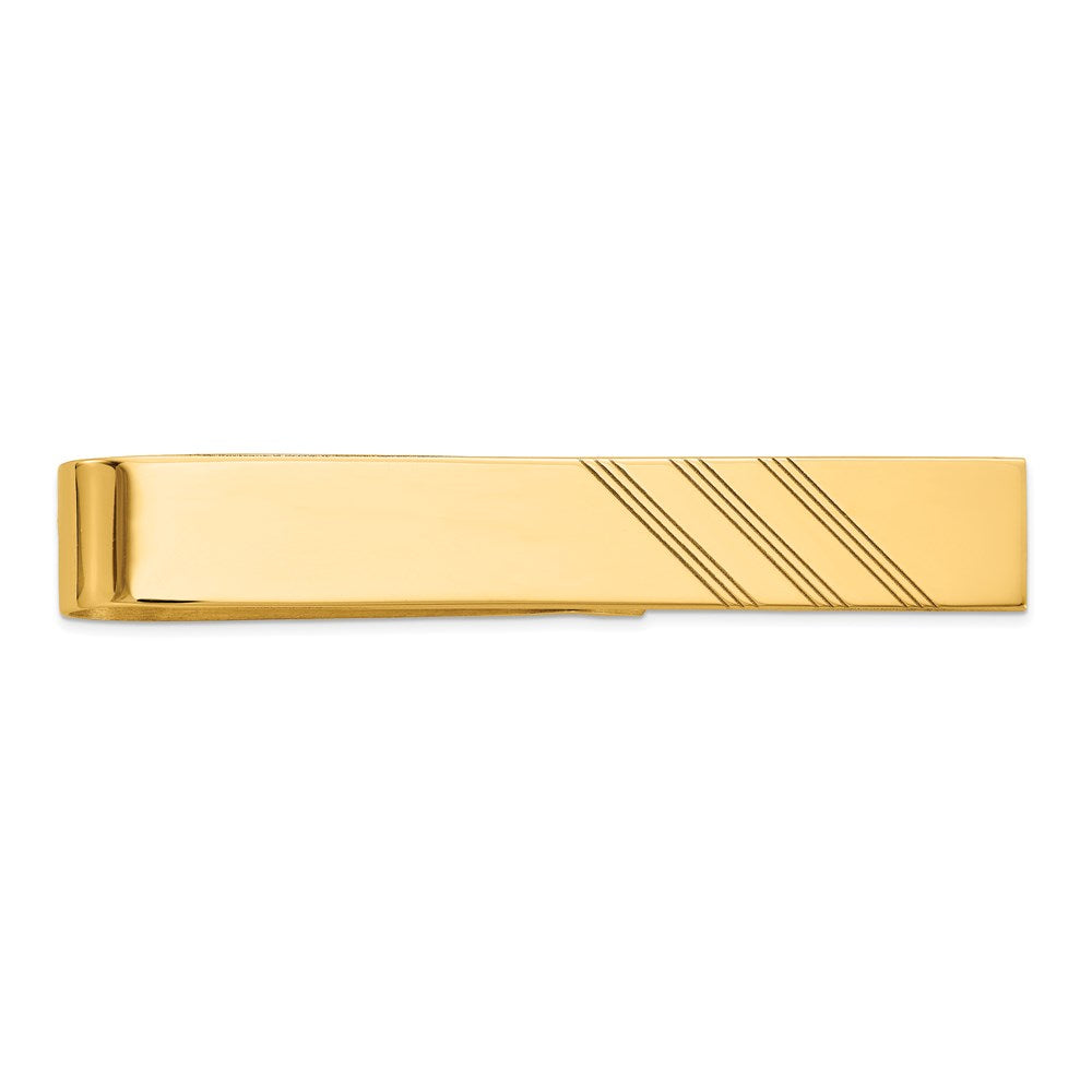 14k Men's Grooved Engravable Tie Bar