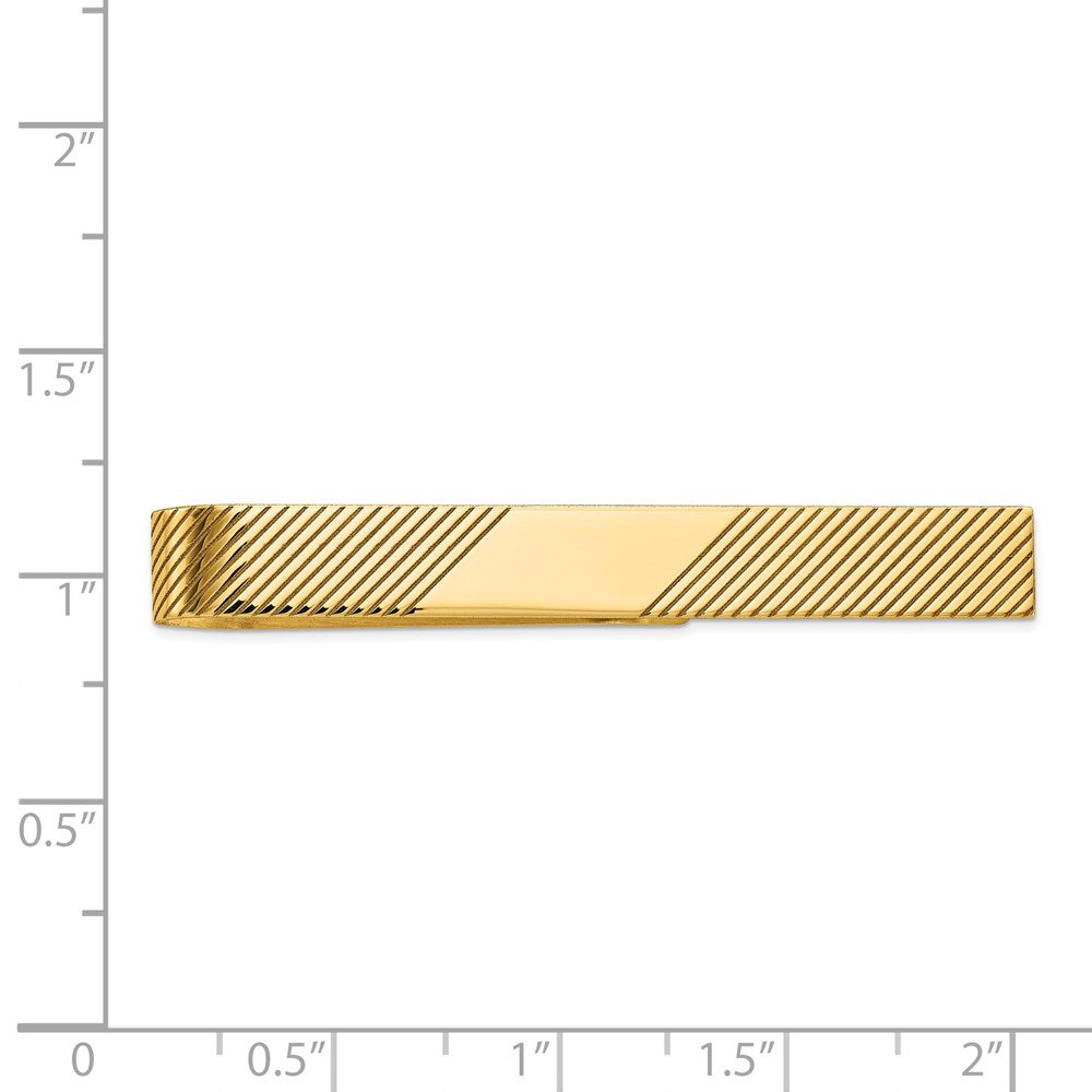14k Men's Grooved Engravable Tie Bar