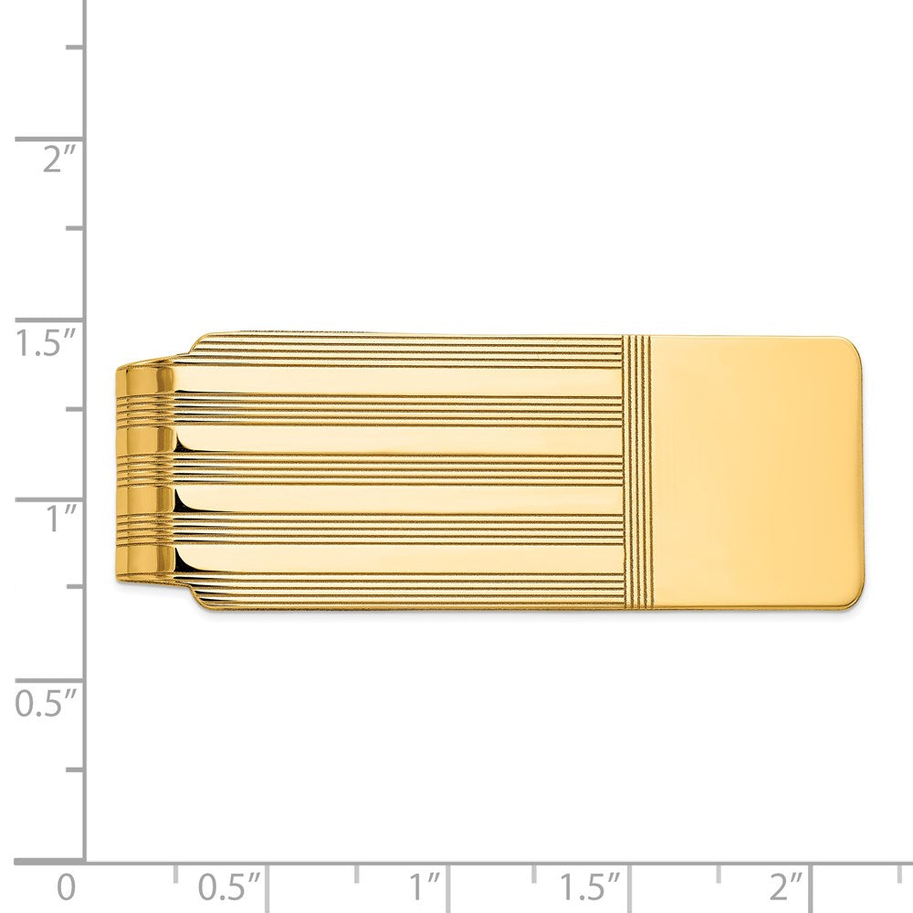 14k Men's Grooved Polished Money Clip