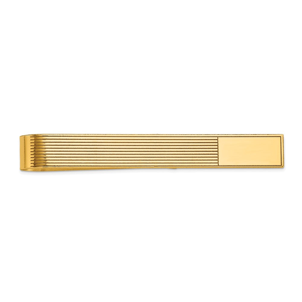 14k Men's Grooved Engravable Tie Bar