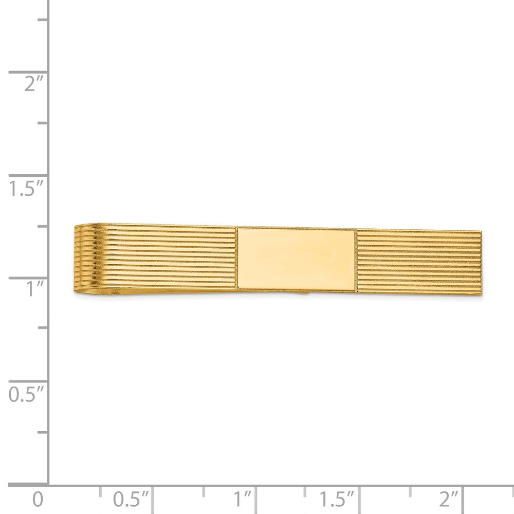 14k Men's Grooved Engravable Tie Bar