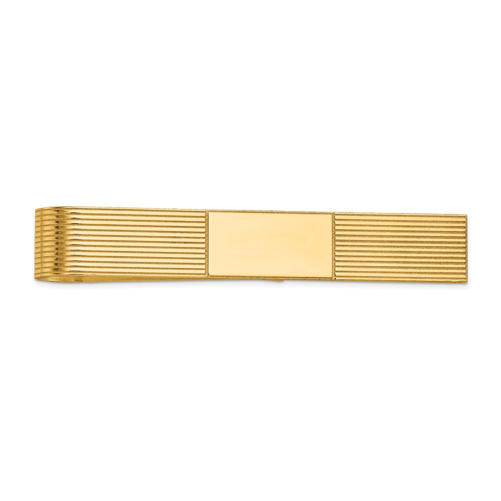 14k Men's Grooved Engravable Tie Bar