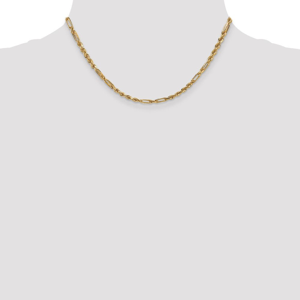 14k 3.0mm D/C Milano Rope Chain
