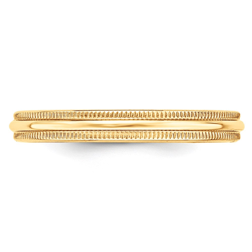 14KY 3mm LTW Milgrain Half Round Band
