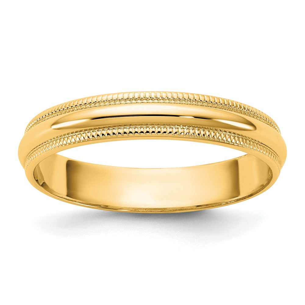 14KY 3.5mm LTW Milgrain Half Round Band