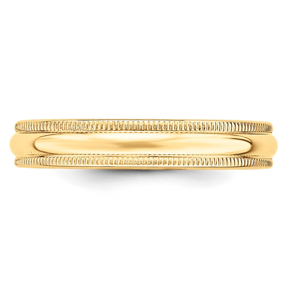 14KY 4mm LTW Milgrain Half Round Band