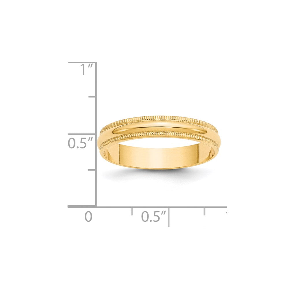 14KY 4mm LTW Milgrain Half Round Band