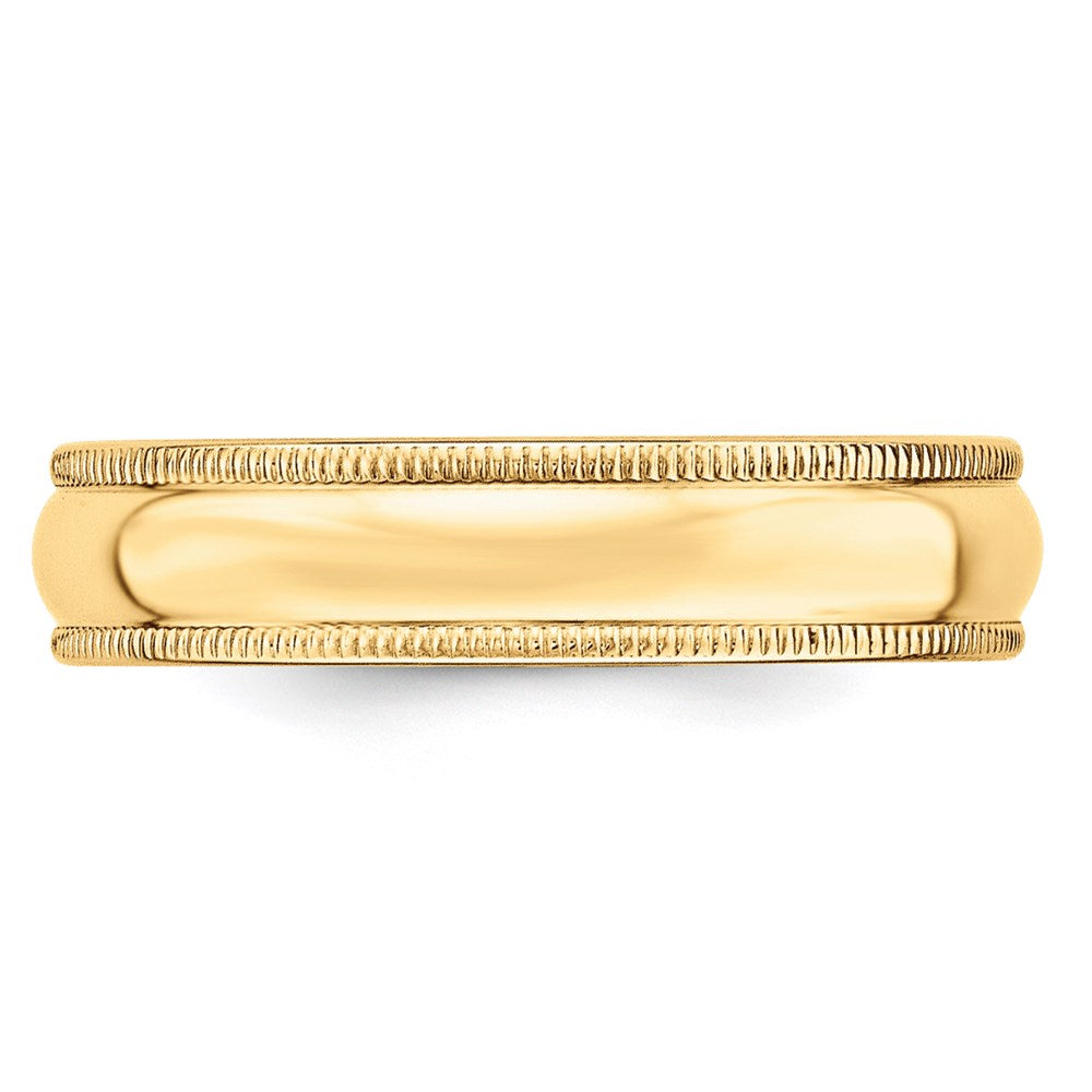 14KY 5mm LTW Milgrain Half Round Band