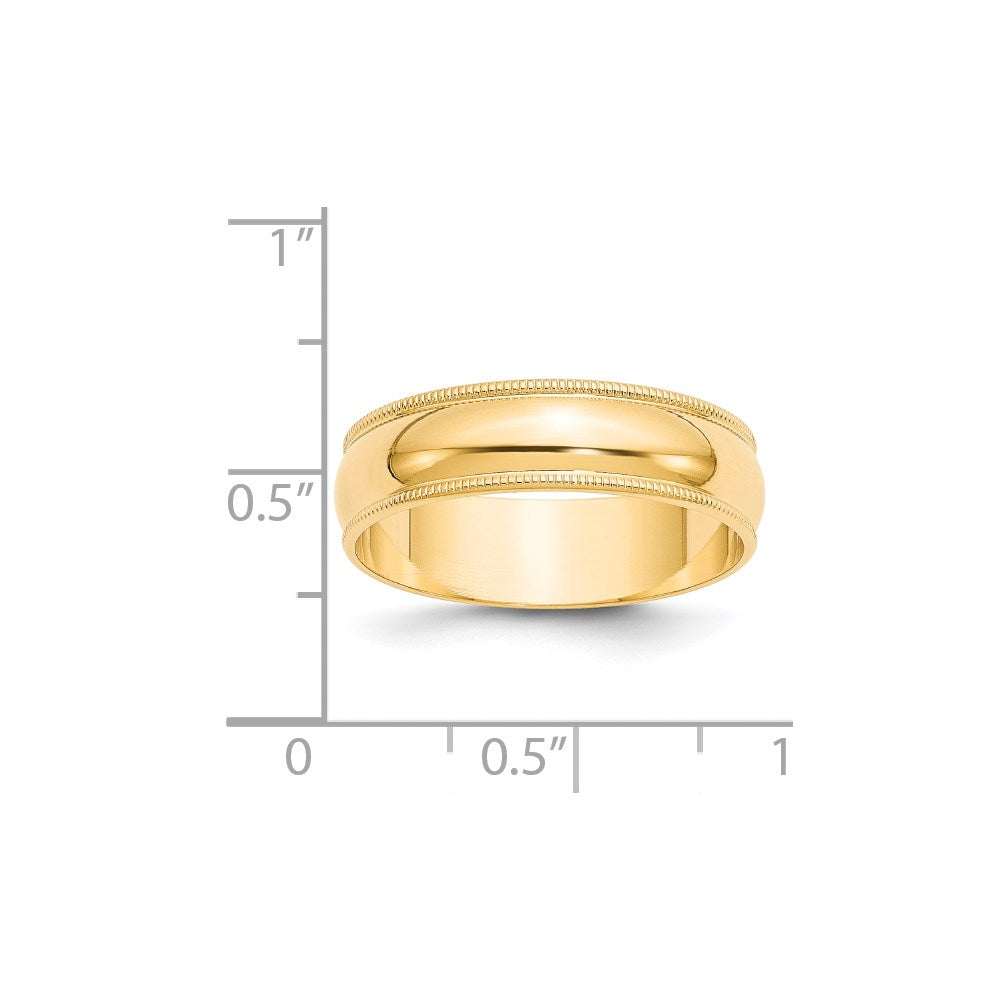 14KY 6mm LTW Milgrain Half Round Band