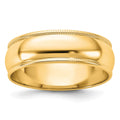 14KY 6mm LTW Milgrain Half Round Band