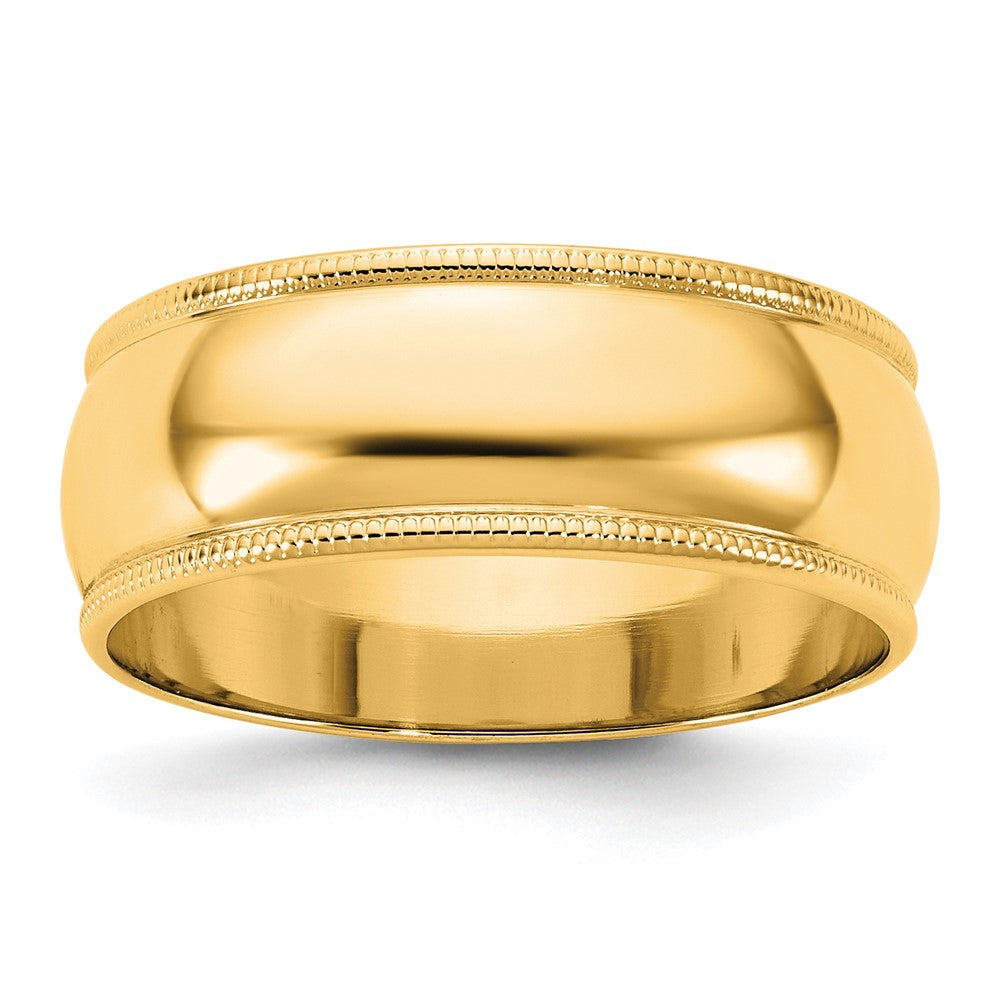 14KY 7mm LTW Milgrain Half Round Band