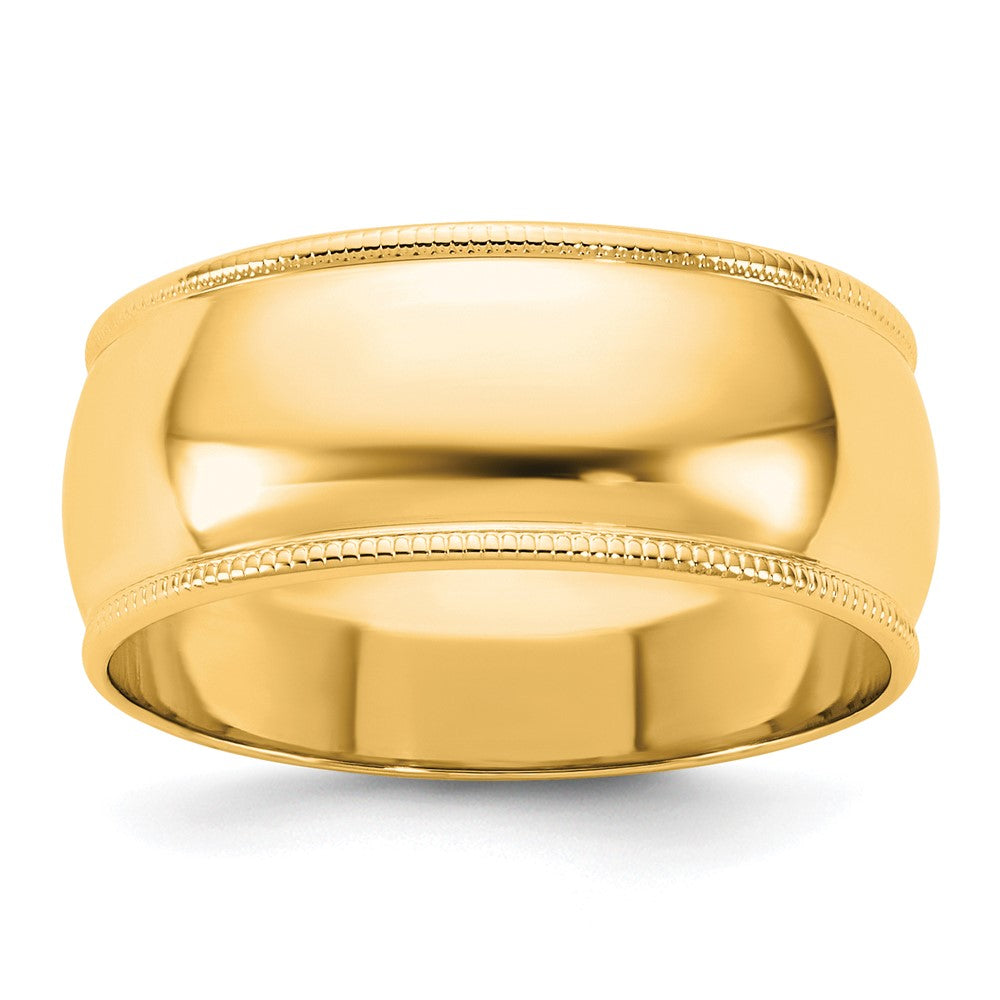 14KY 8mm LTW Milgrain Half Round Band