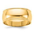 14KY 8mm LTW Milgrain Half Round Band