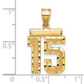 14k Medium Diamond-cut Number 15 Charm
