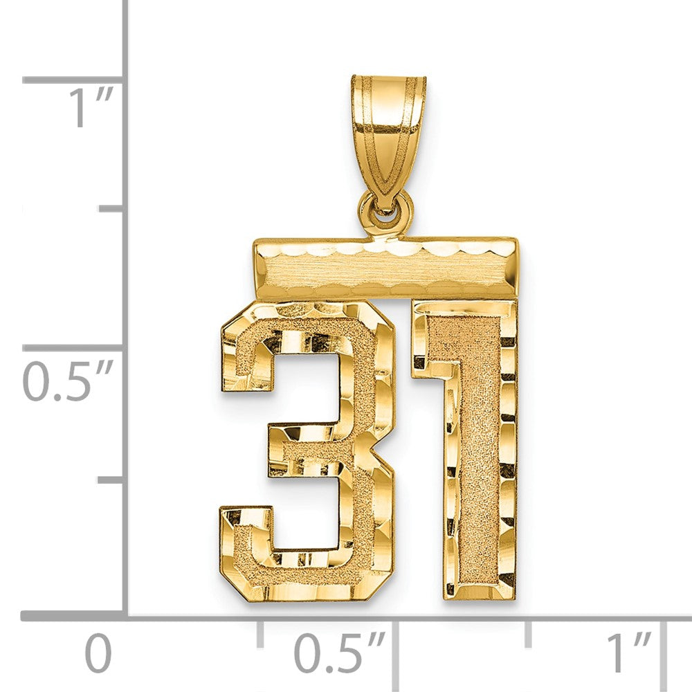14k Medium Diamond-cut Number 31 Charm