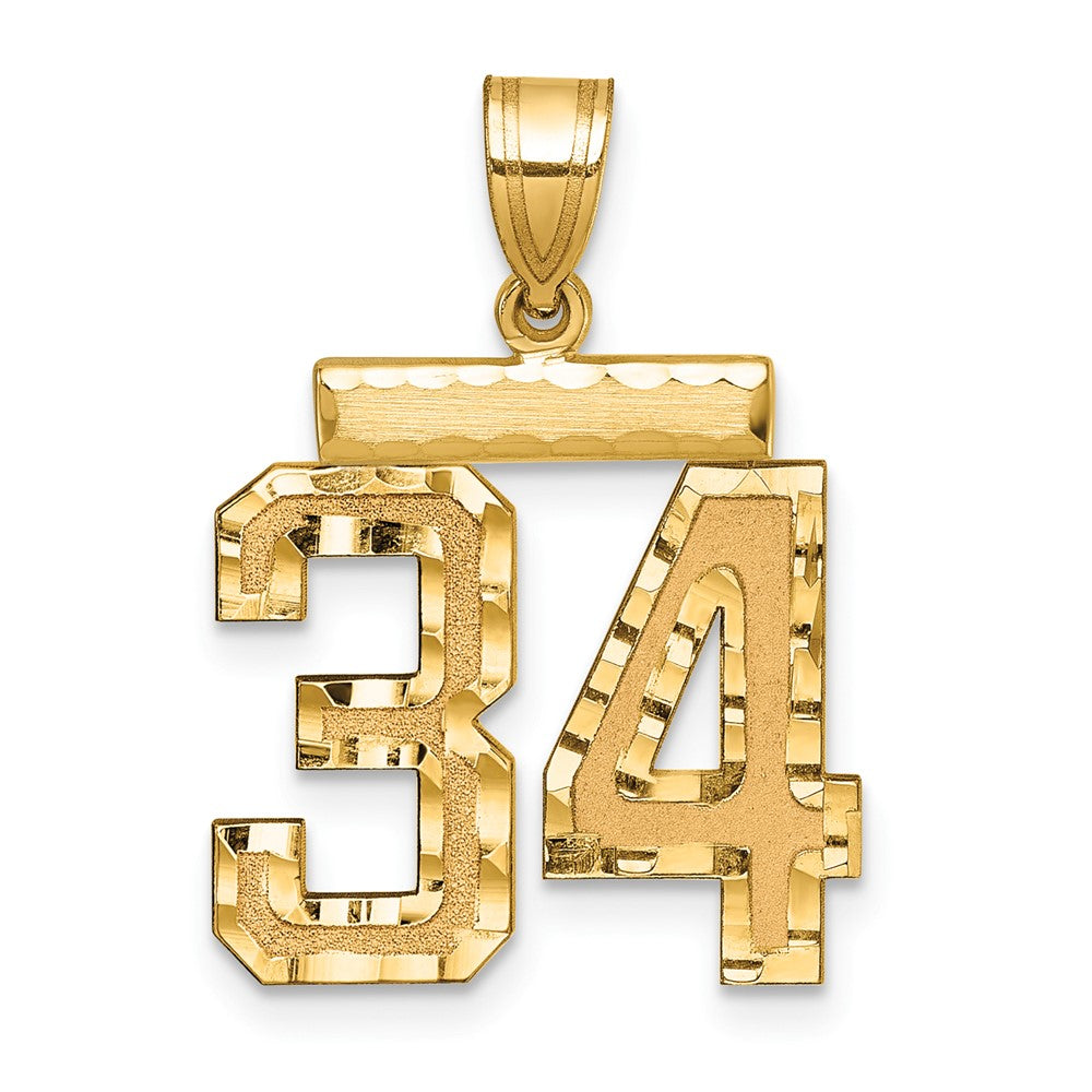 14k Medium Diamond-cut Number 34 Charm