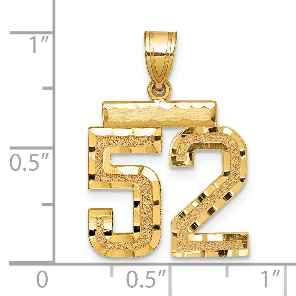 14k Medium Diamond-cut Number 52 Charm