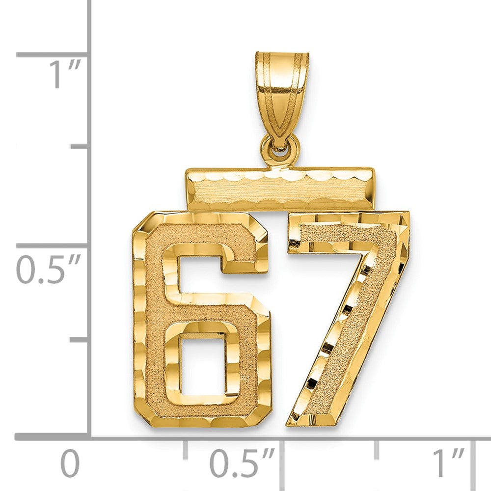 14k Medium Diamond-cut Number 67 Charm
