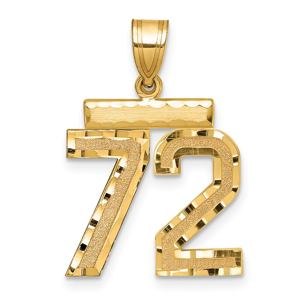 14k Medium Diamond-cut Number 72 Charm