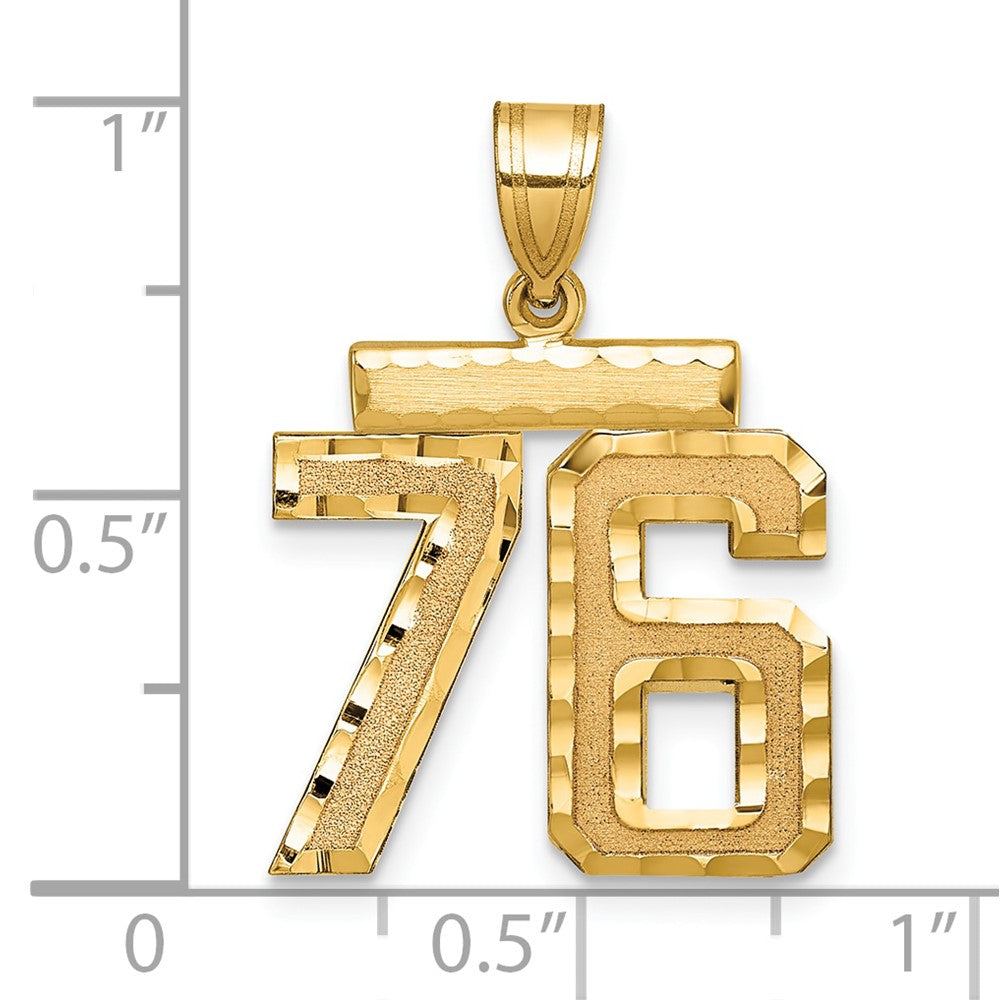 14k Medium Diamond-cut Number 76 Charm