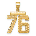 14k Medium Diamond-cut Number 76 Charm