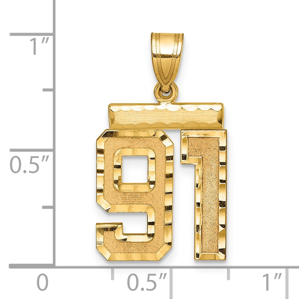 14k Medium Diamond-cut Number 91 Charm