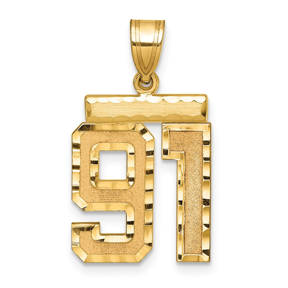 14k Medium Diamond-cut Number 91 Charm