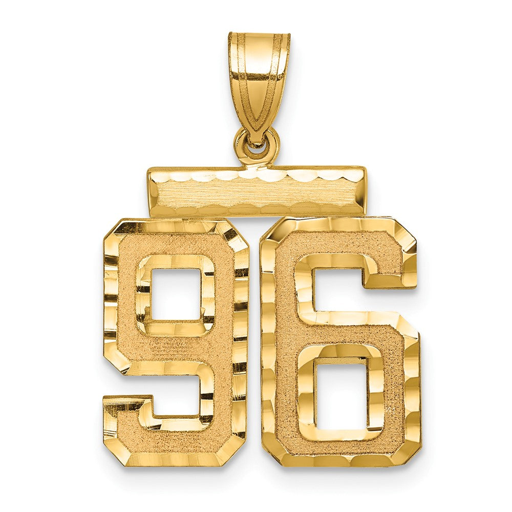 14k Medium Diamond-cut Number 96 Charm