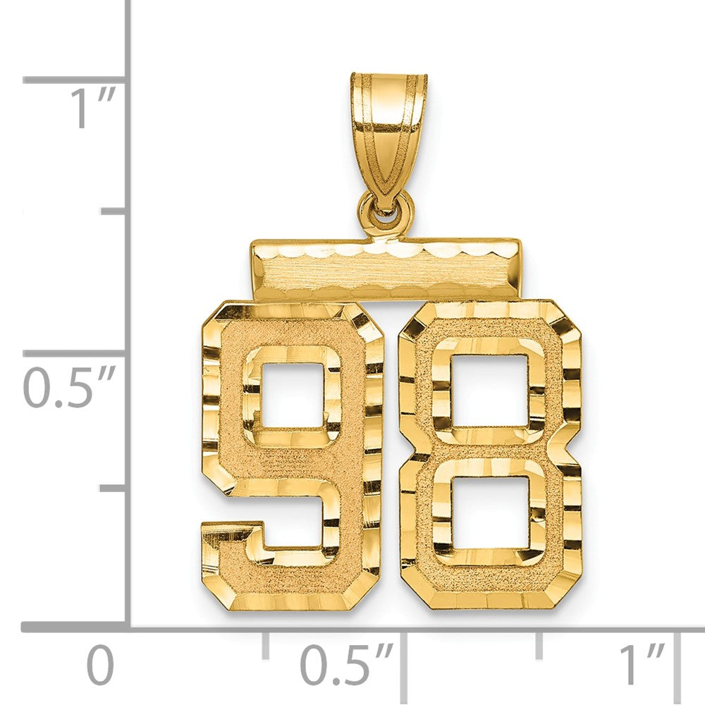 14k Medium Diamond-cut Number 98 Charm