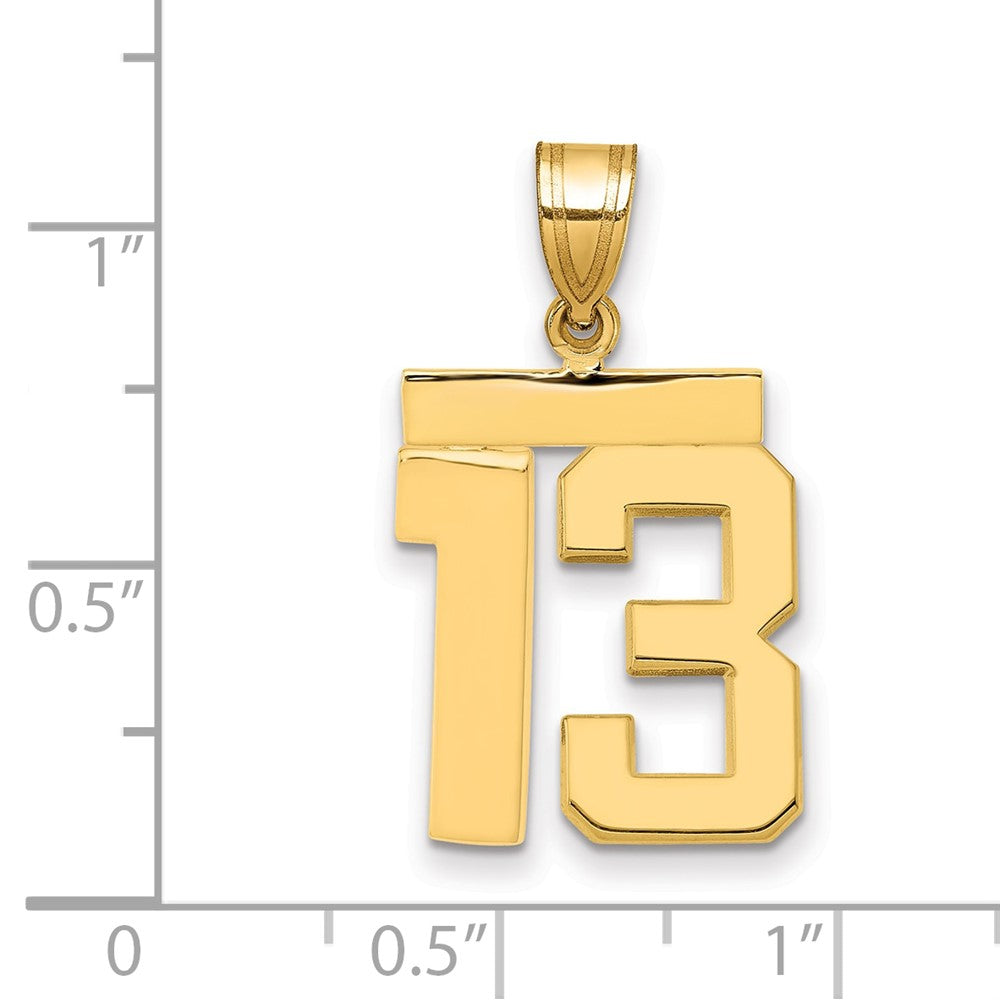 10k Medium Polished Number 13 Charm