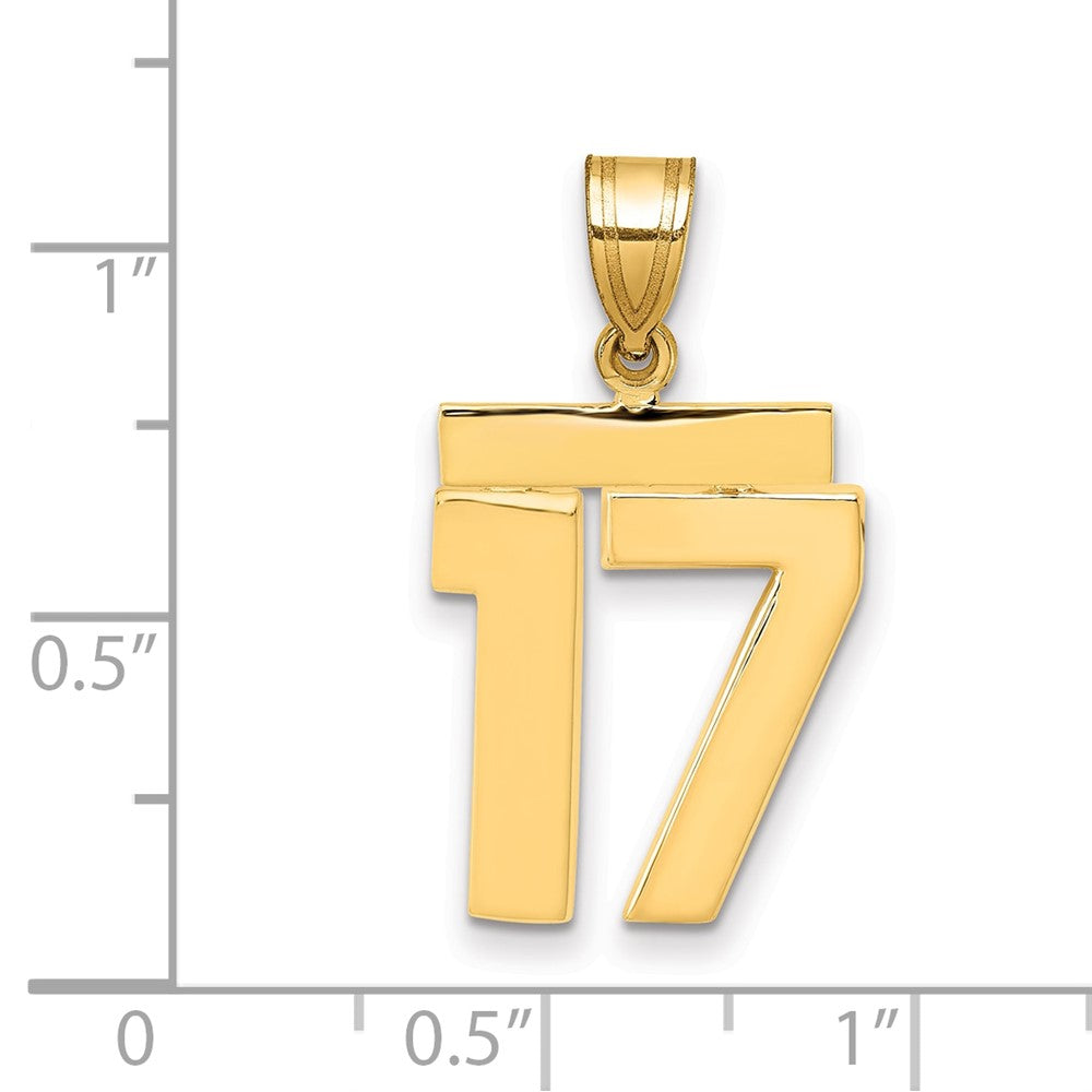 14k Medium Polished Number 17 Charm
