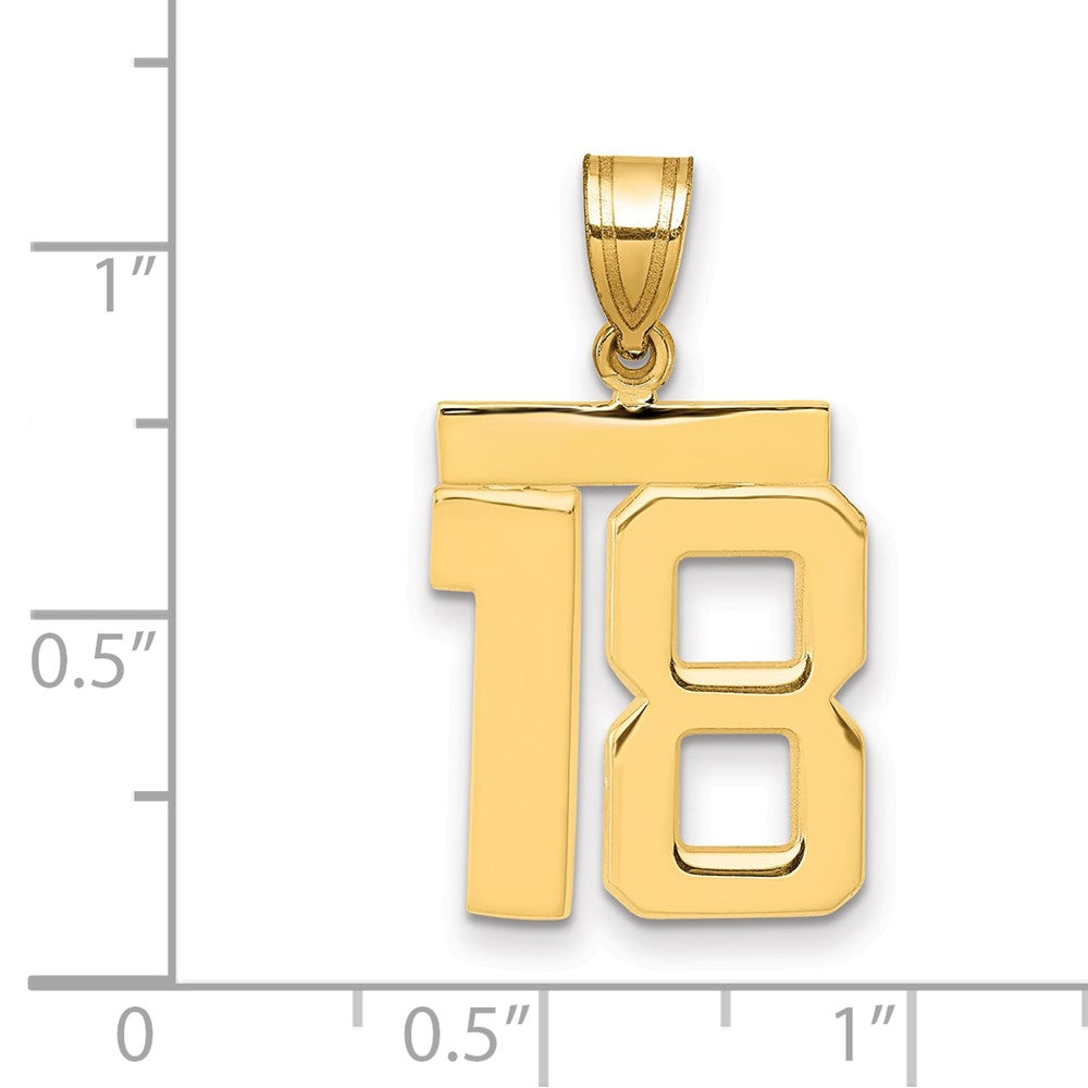 10k Medium Polished Number 18 Charm