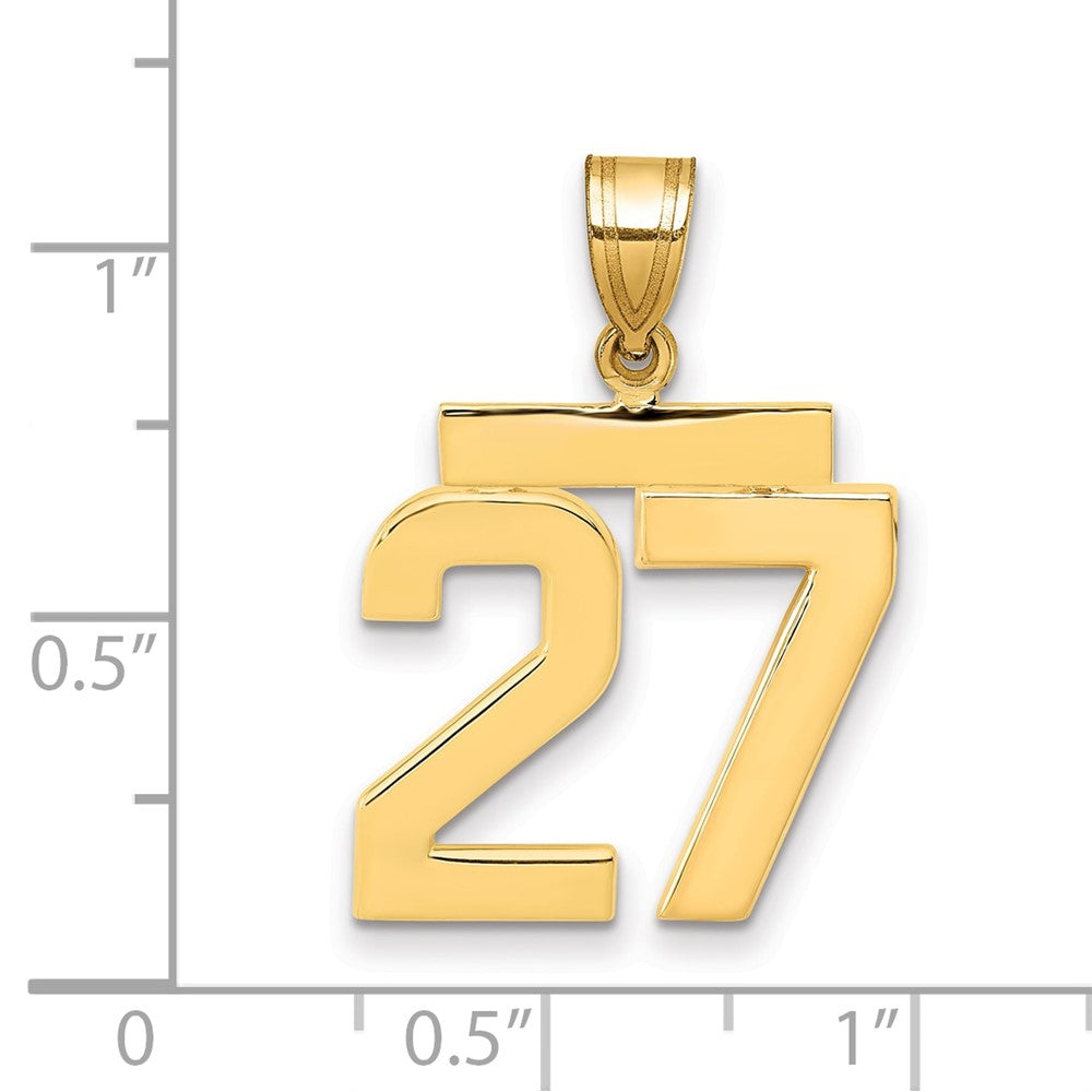 10k Medium Polished Number 27 Charm