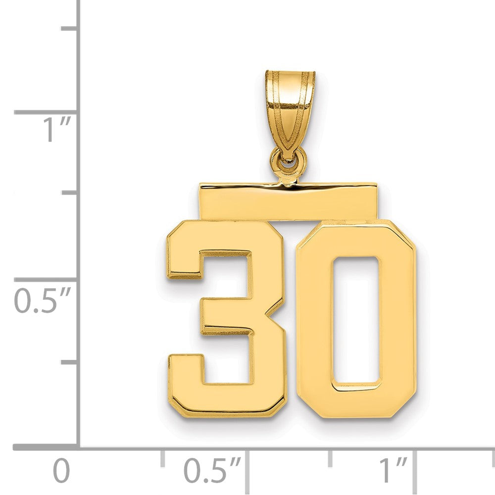 14k Medium Polished Number 30 Charm