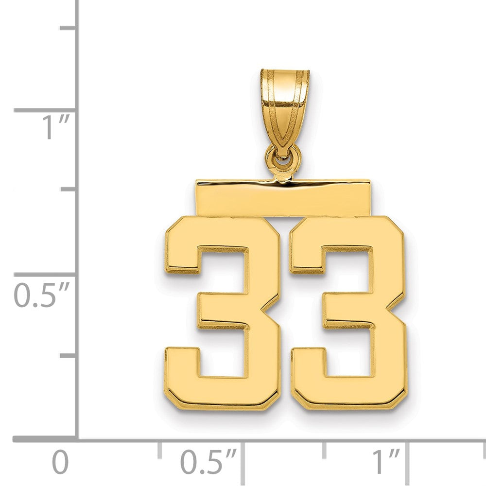 10k Medium Polished Number 33 Charm