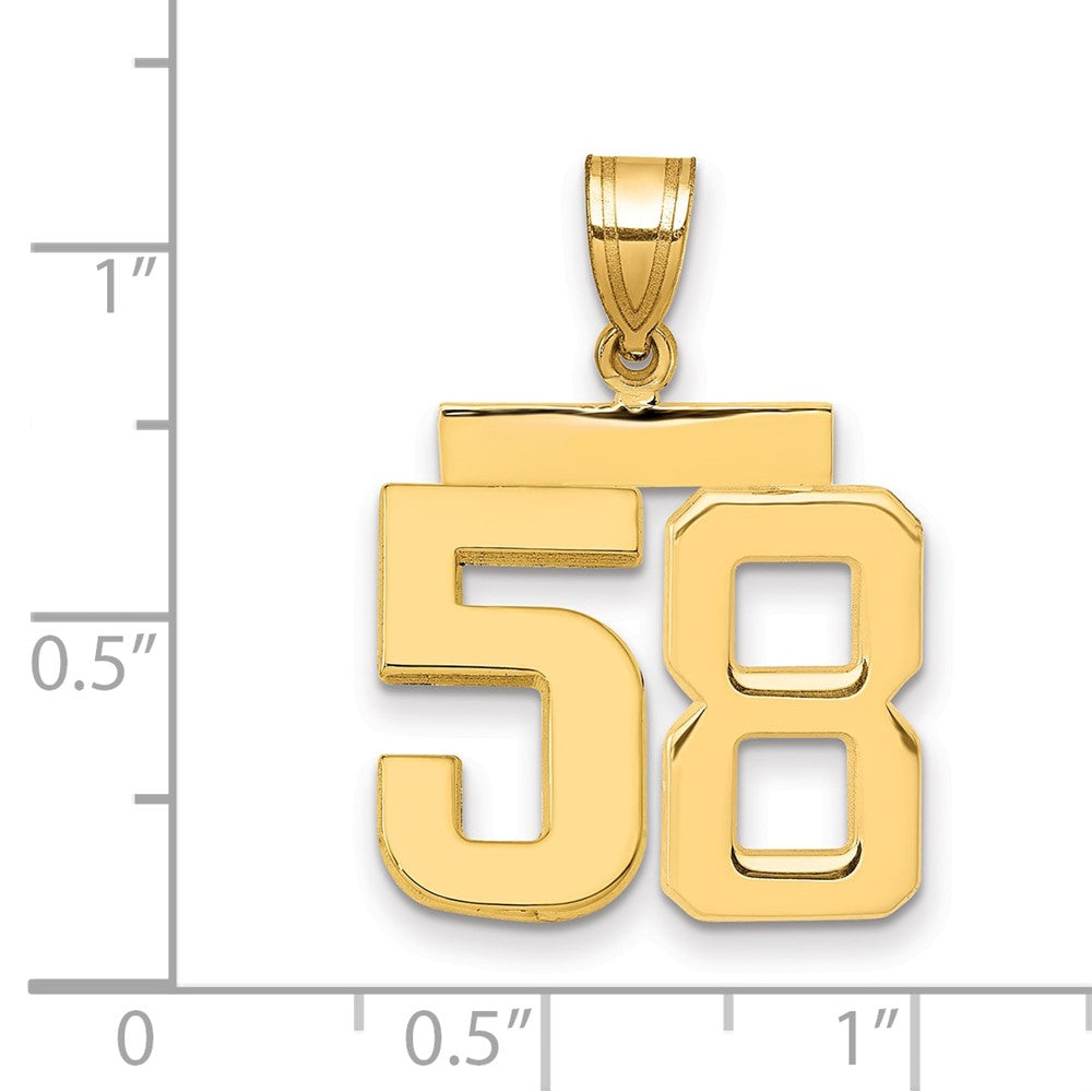 10k Medium Polished Number 58 Charm