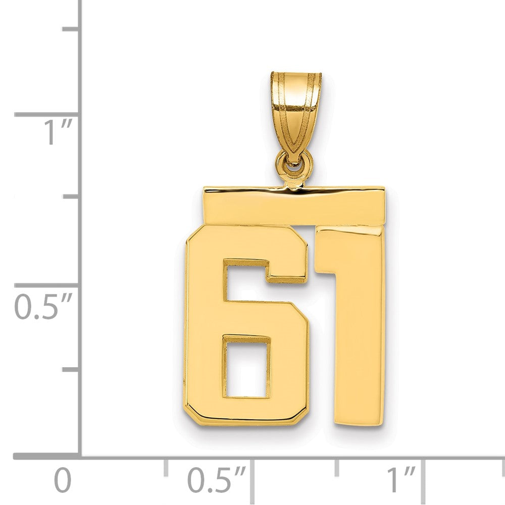 10k Medium Polished Number 61 Charm