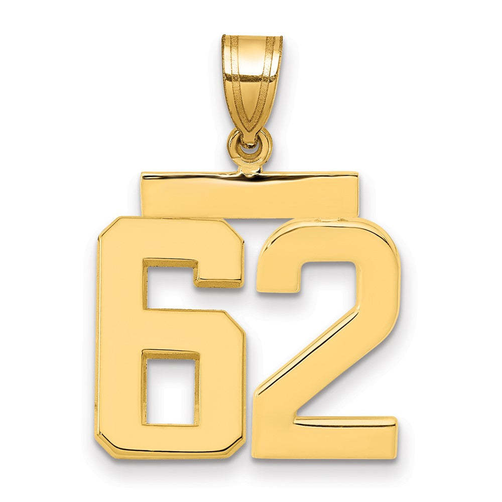 10k Medium Polished Number 62 Charm