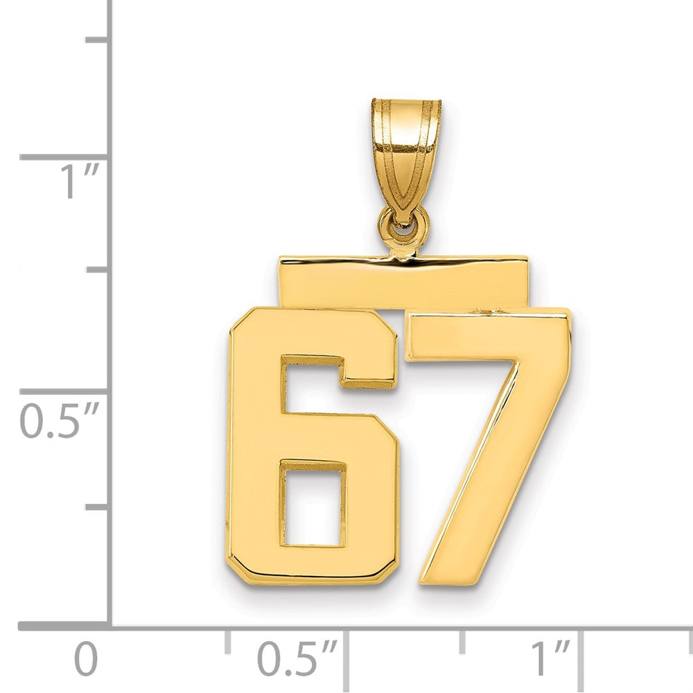 14k Medium Polished Number 67 Charm