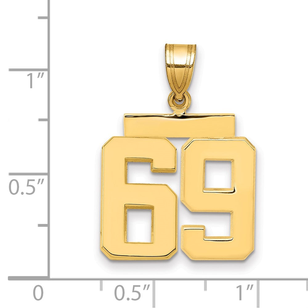 10k Medium Polished Number 69 Charm