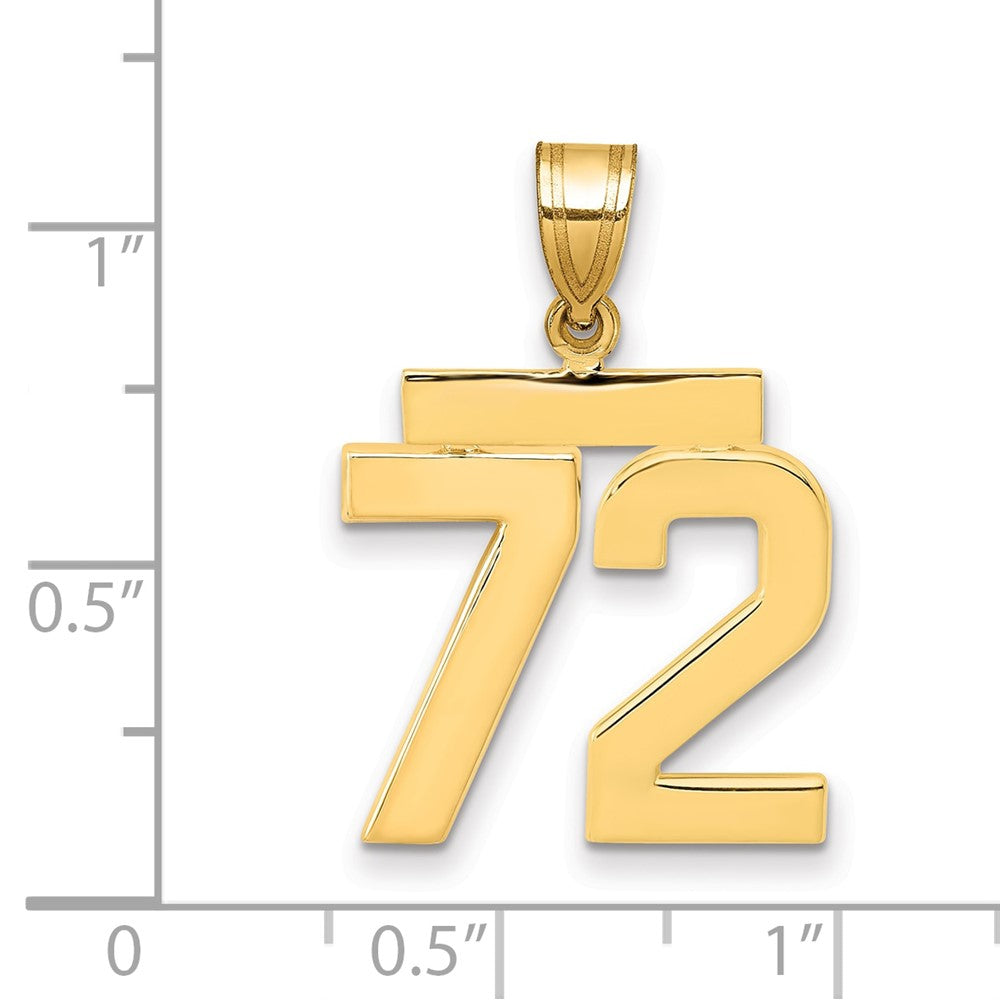 10k Medium Polished Number 72 Charm