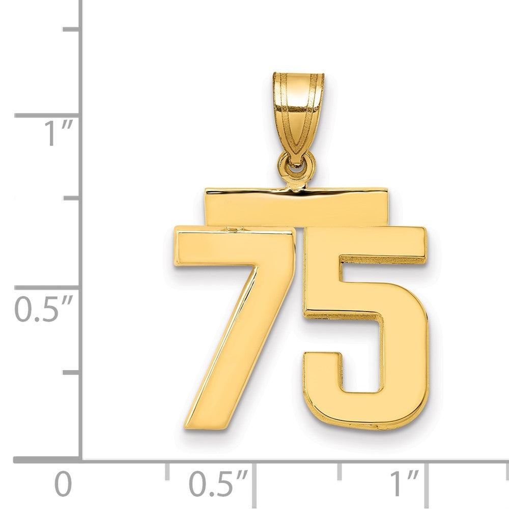 14k Medium Polished Number 75 Charm
