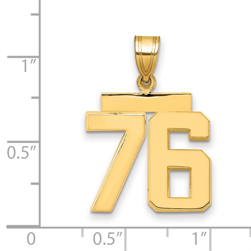 10k Medium Polished Number 76 Charm