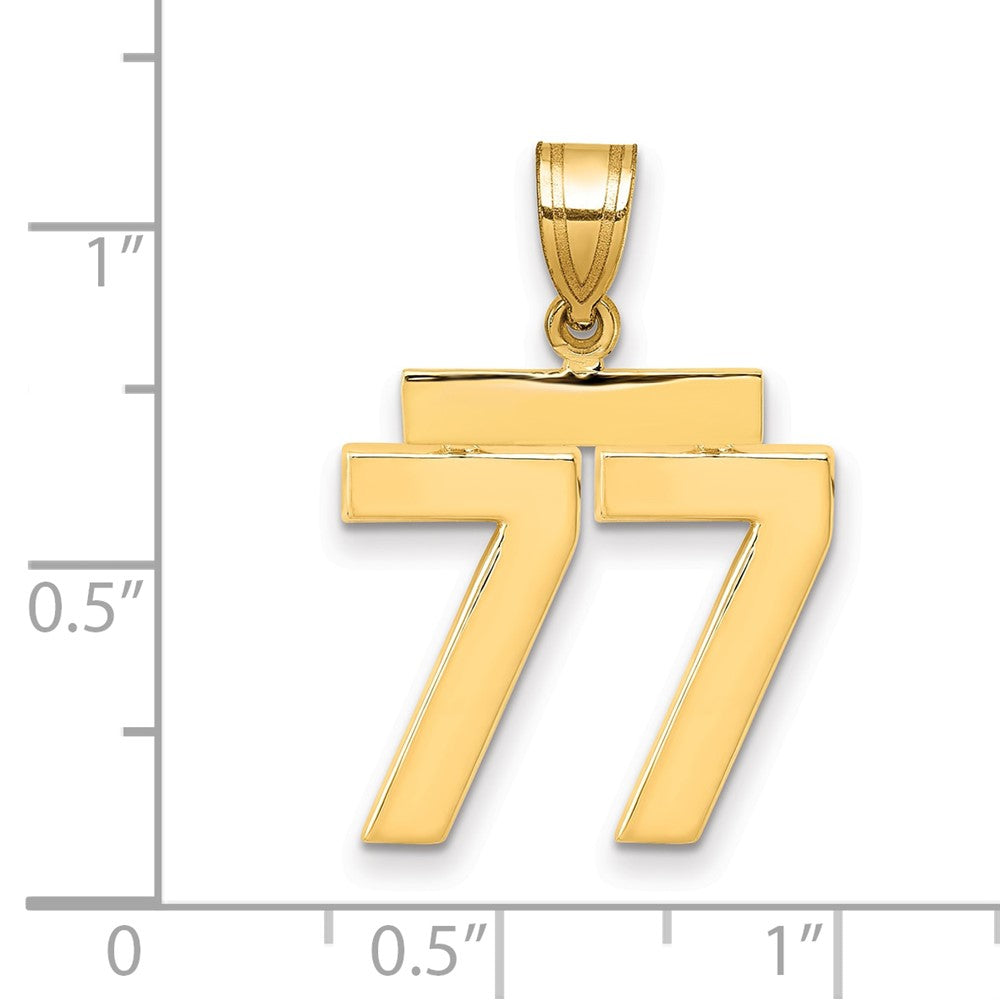 10k Medium Polished Number 77 Charm