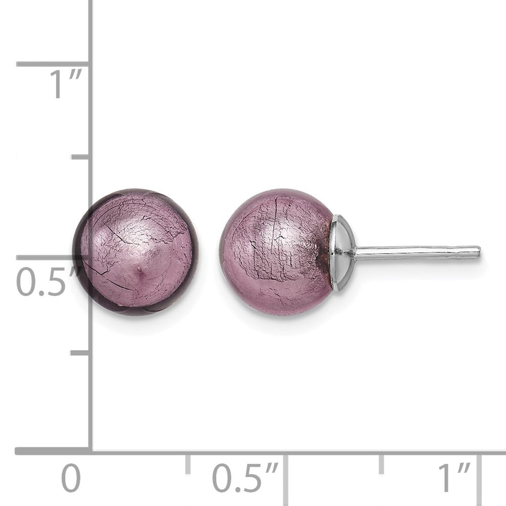 Sterling Silver Rhodium-plated Lavender Italian Murano Earrings