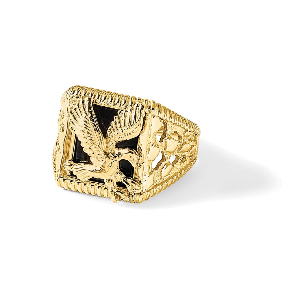 14k Men's Onyx Eagle Ring