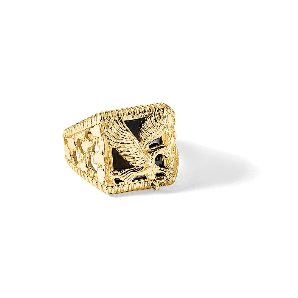 14k Men's Onyx Eagle Ring